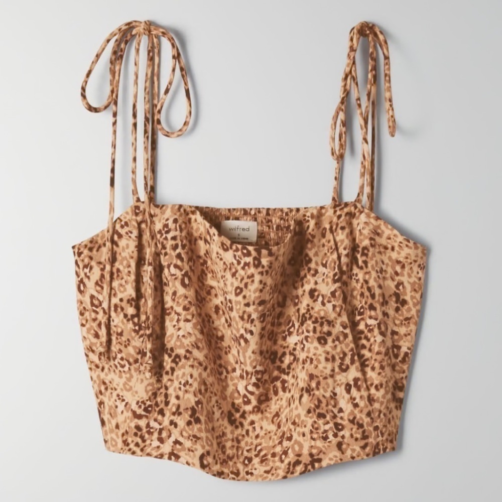 Aritzia Wilfred Penelope Camisole Size Large Leopard Print Crop Top Tank Top